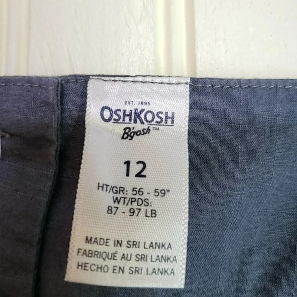 OshKosh B'gosh Tank Top Girls 12 Gray Embroidered Square Neck Summer Shirt